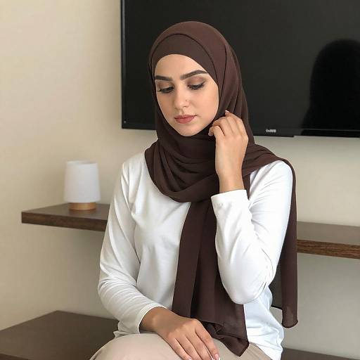Portrait of Young Woman in Hijab Indoors