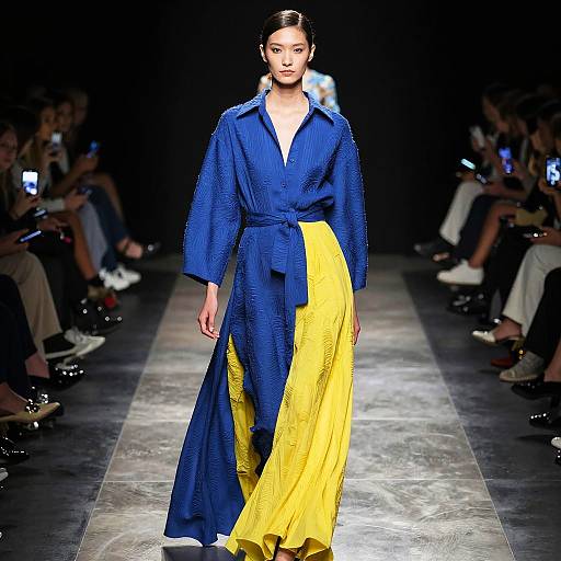 Elegant Blue Yellow Fashion Runway