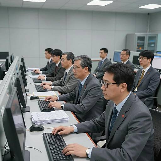 Serious Control Room with Focused Professionals