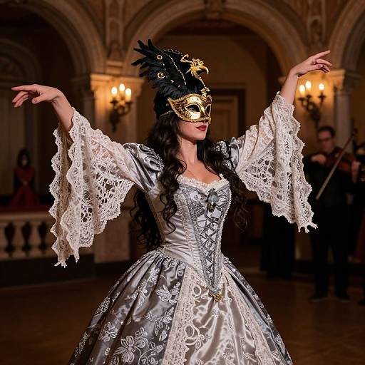 Venetian Masquerade Lady Dancing Gracefully