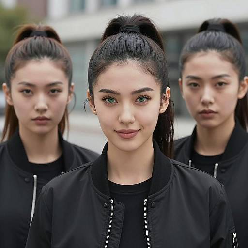 Three Women in Urban Black Jackets