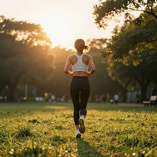 Sunlit Runner in Park Silhouette