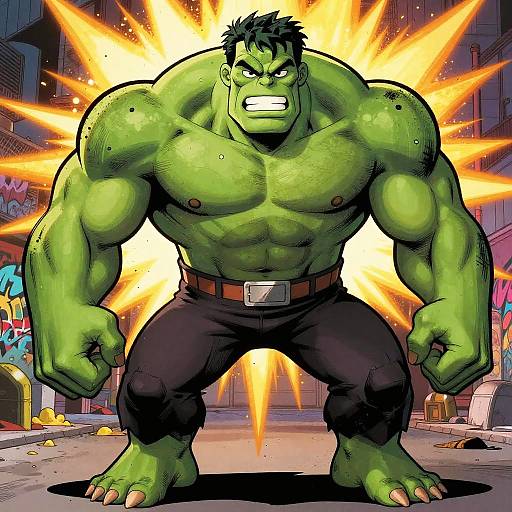 Vibrant Green Comic Hero