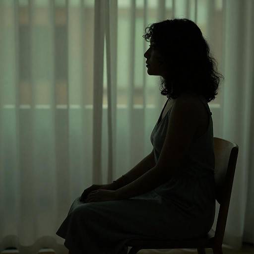 Silhouetted Woman in Neon Ambient Light