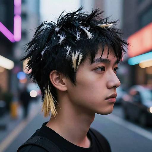 Cyberpunk Frosted Tips Spiky Hair