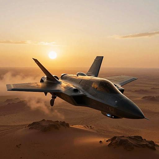 Sci-Fi Jet Fighter Over Alien Desert