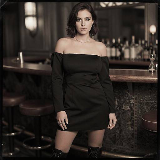 Chic Hourglass Woman in Black Dress