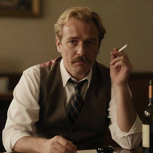 Intense Portrait of a Man with Cigarette