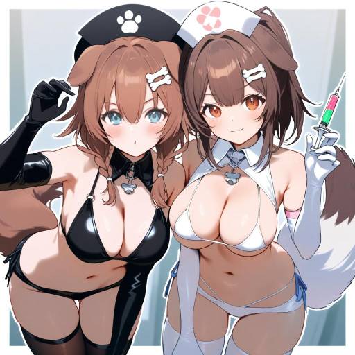 Nurse-Inspired Virtual Dog Girl Duo