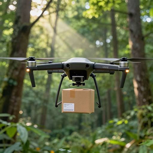 Realistic Drone Delivering Over Forest