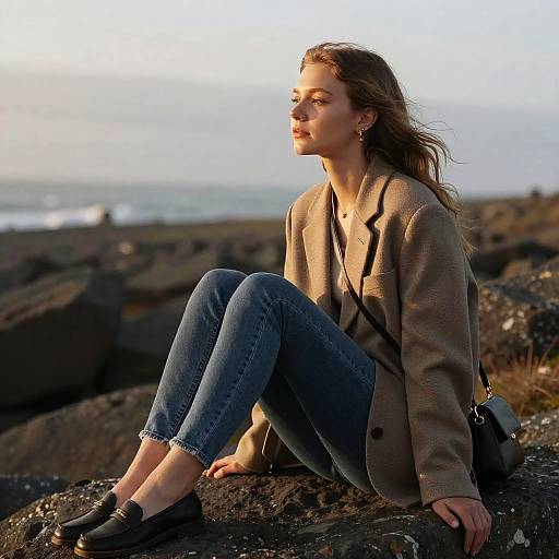 Peaceful Icelandic Girl in Golden Hour