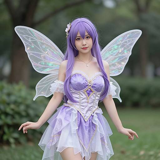 Purple Haired Fairy Costume Pose