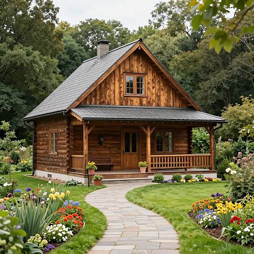 Rustic Wooden House in Countryside