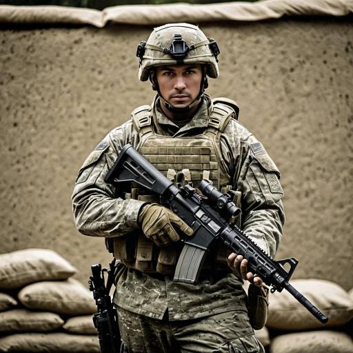 Soldier in Tactical Gear with Rifle