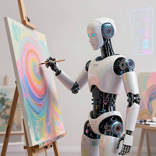 Humanoid Robot Creating Digital Art