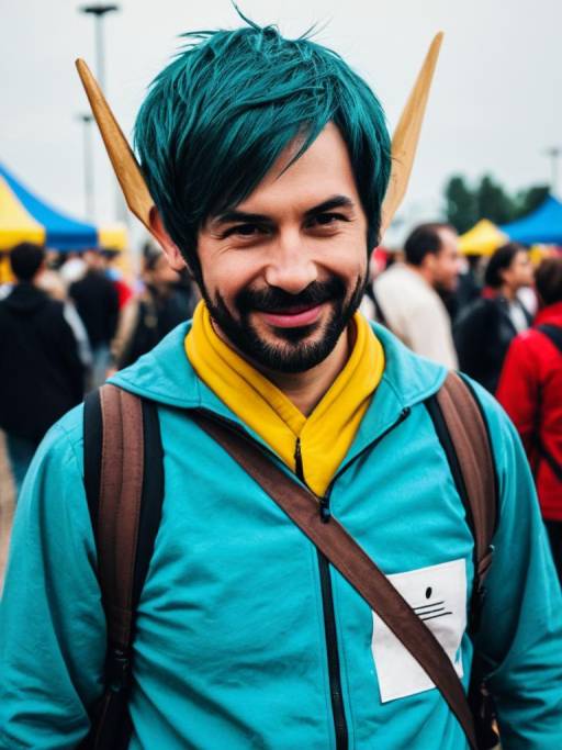Man in Fantasy Elf Costume at Cosplay Festival