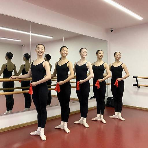 Ballet Studio with Dancers and Ribbons