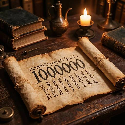 Ancient Scroll Revealing Number Calligraphy