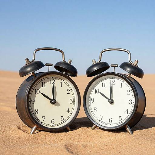 Vintage Alarm Clocks in Desert