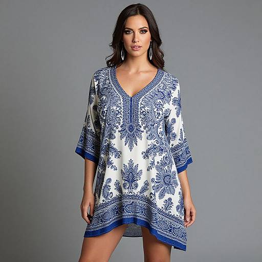 Bohemian Woman in Paisley Dress