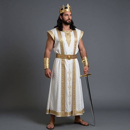 Regal Bearded Man in Gold Attire