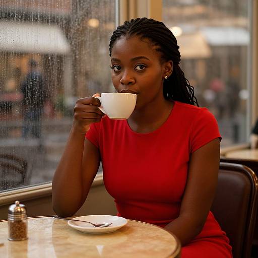 Elegant Woman at Vintage Café