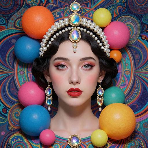 Surreal Woman with Opal Headpiece