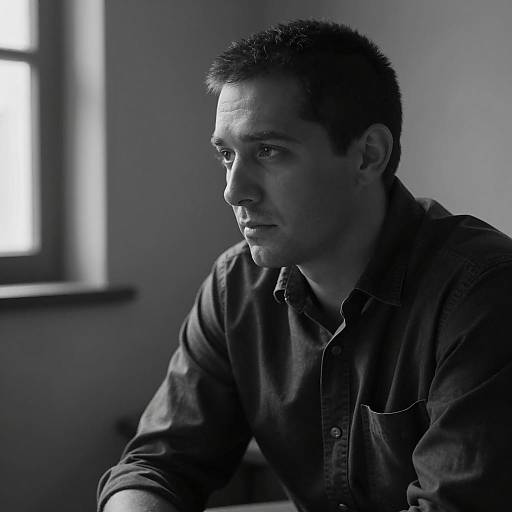 Moody Black and White Portrait of a Man