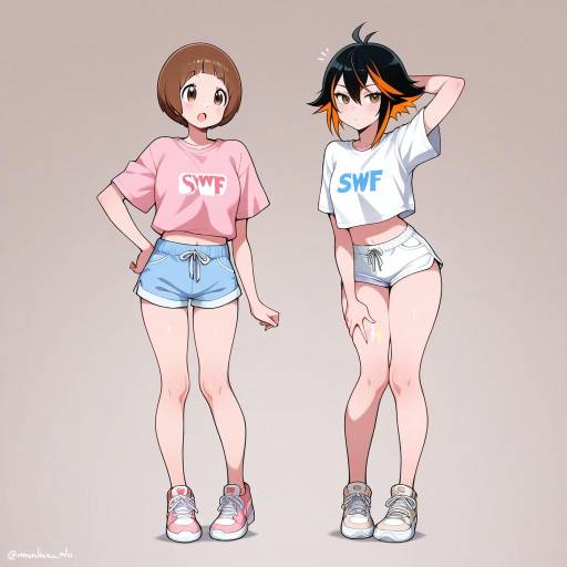 Playful Girls in Colorful Outfits