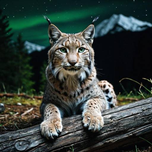 Mystical Lynx Gaze in Night Forest