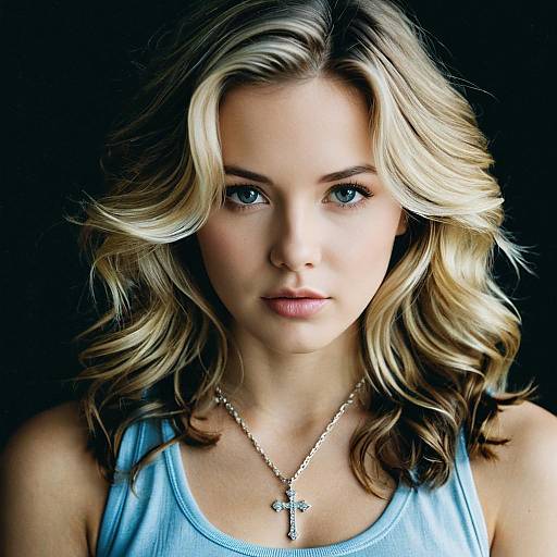 Realistic Layered Hairstyle Portrait with Jewelry