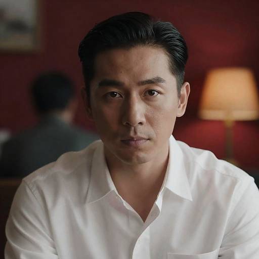 Intense Portrait in Dimly Lit Room