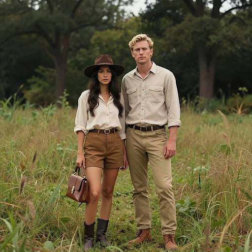 Couple Standing in Grassy Field