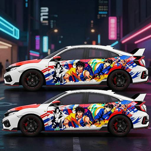 Vibrant Honda Civic Anime Wrap Design