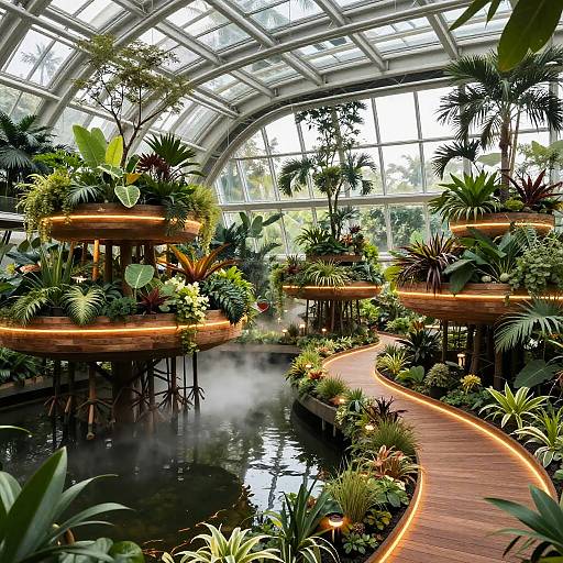 Healing Conservatory with Terraced Gardens and Mist Lagoon