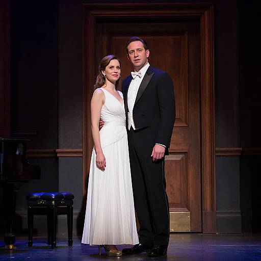 Elegant Duo on Dimly Lit Stage