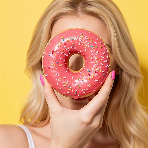 Blonde Woman with Pink Donut