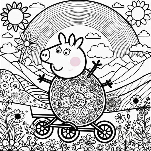 Psychedelic Peppa Pig Coloring Page
