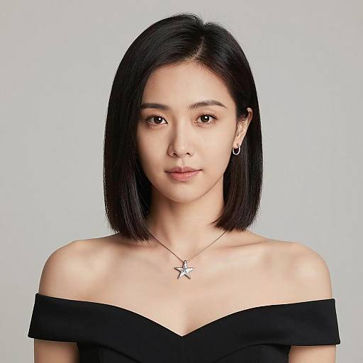 Elegant Asian Woman with Short Straight Hair