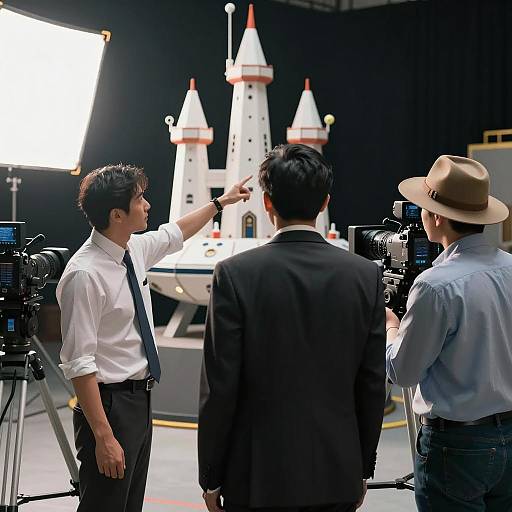 Film Set with Model Spaceship Scene
