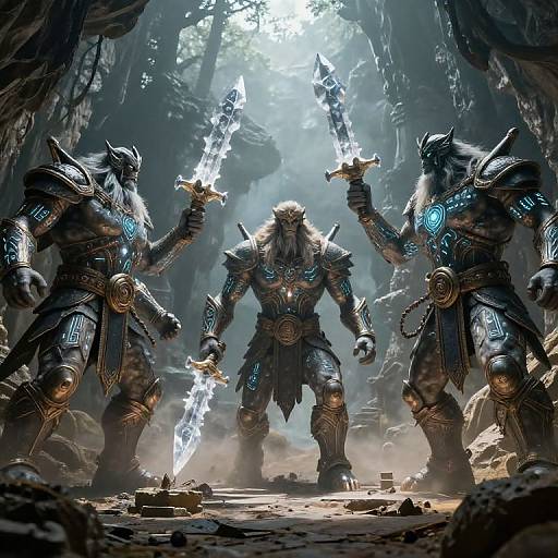 Hercoloids Defending Ancient Cave Fortress