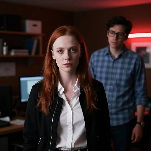 Mysterious Encounter in Dimly Lit Room