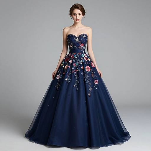 2017 Navy Blue Sweetheart Ball Gown