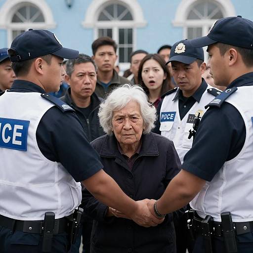 Dramatic Arrest Scene with Crowd Reactions