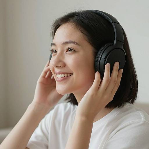 Happy Woman Enjoying Music