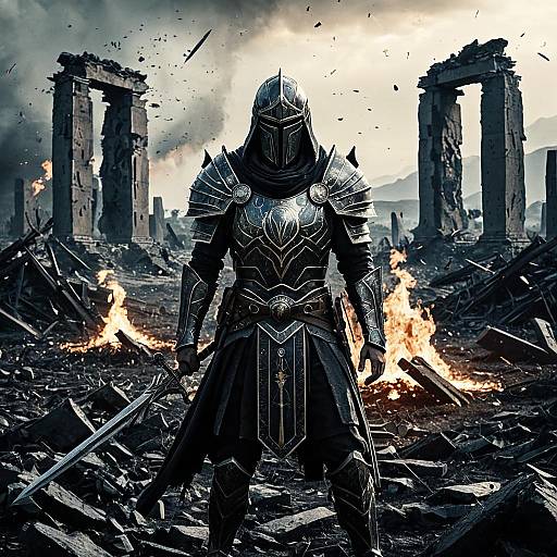 Armored Knight in Ruined Battlefield