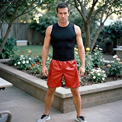 Athletic Man in Garden Patio