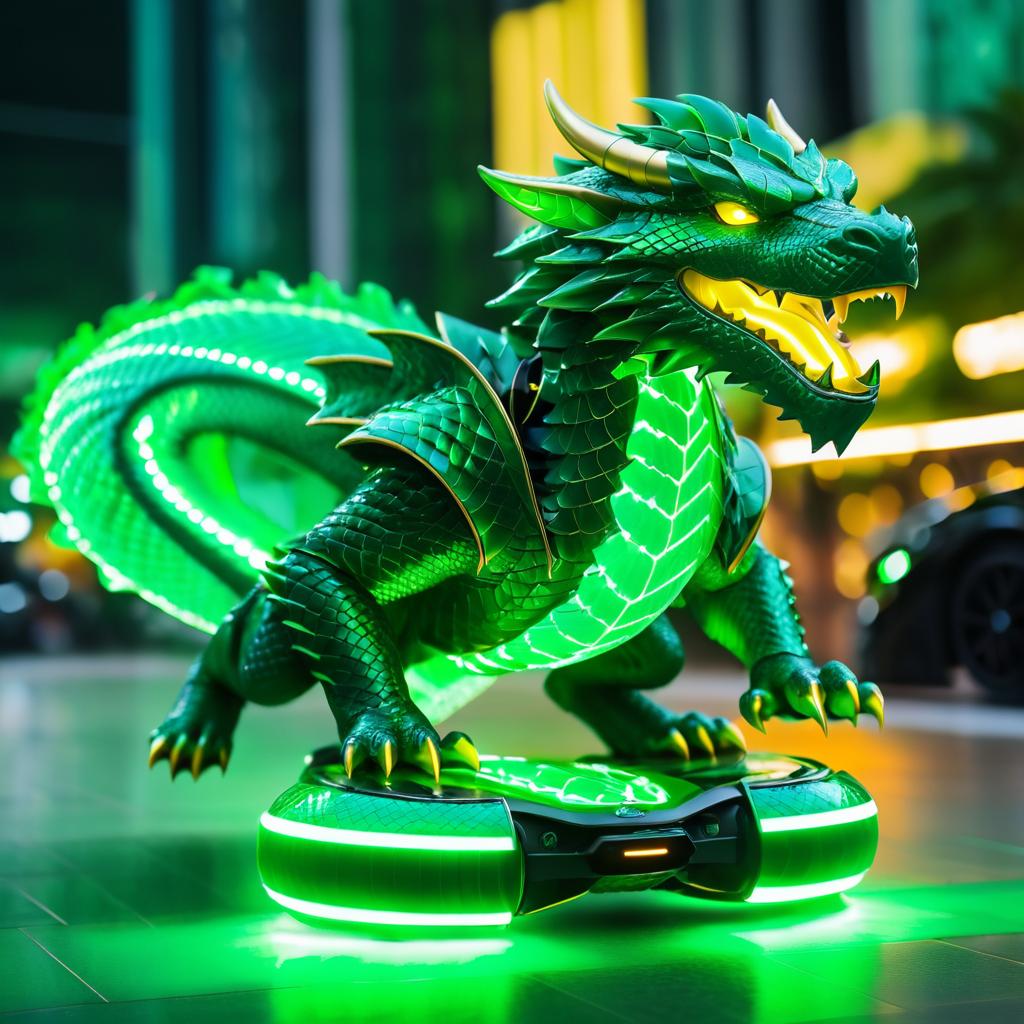 Fierce Dragon Warrior on Hoverboard