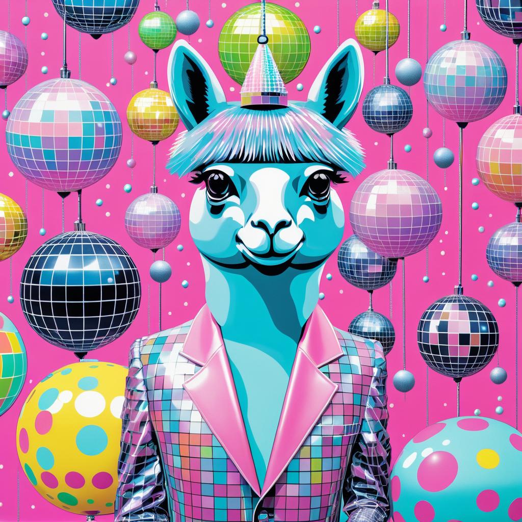 Disco Llama in Funky Pastel Vibes