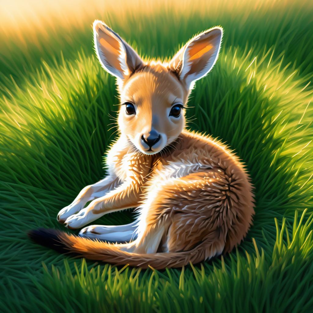 Peaceful Baby Kangaroo in Dawn Light